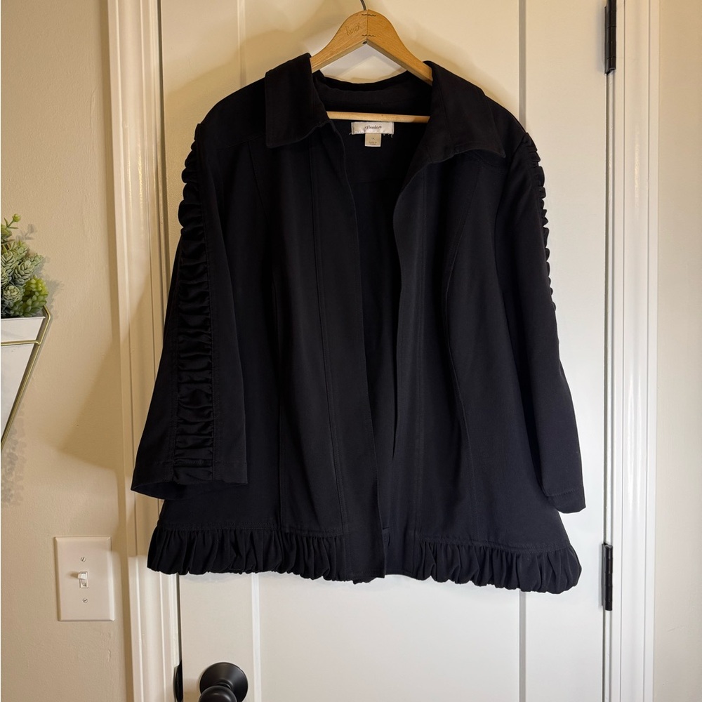 CJ Banks Black Open Knit Blazer